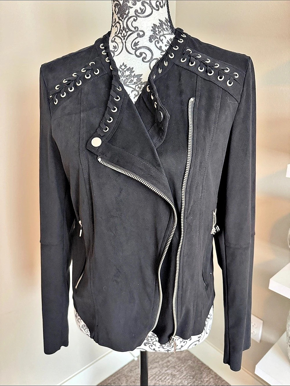 VIGOSS Moto Jacket faux suede in Black Size Medium NWT